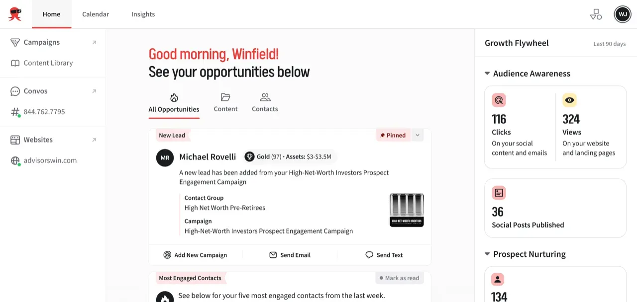 Snappy Kraken marketing automation dashboard